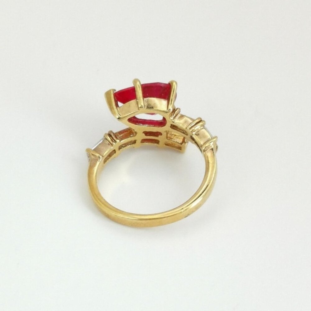 14K Gold overlay Wraparound Ruby CZ ring size 5 🆕 - Picture 4 of 5